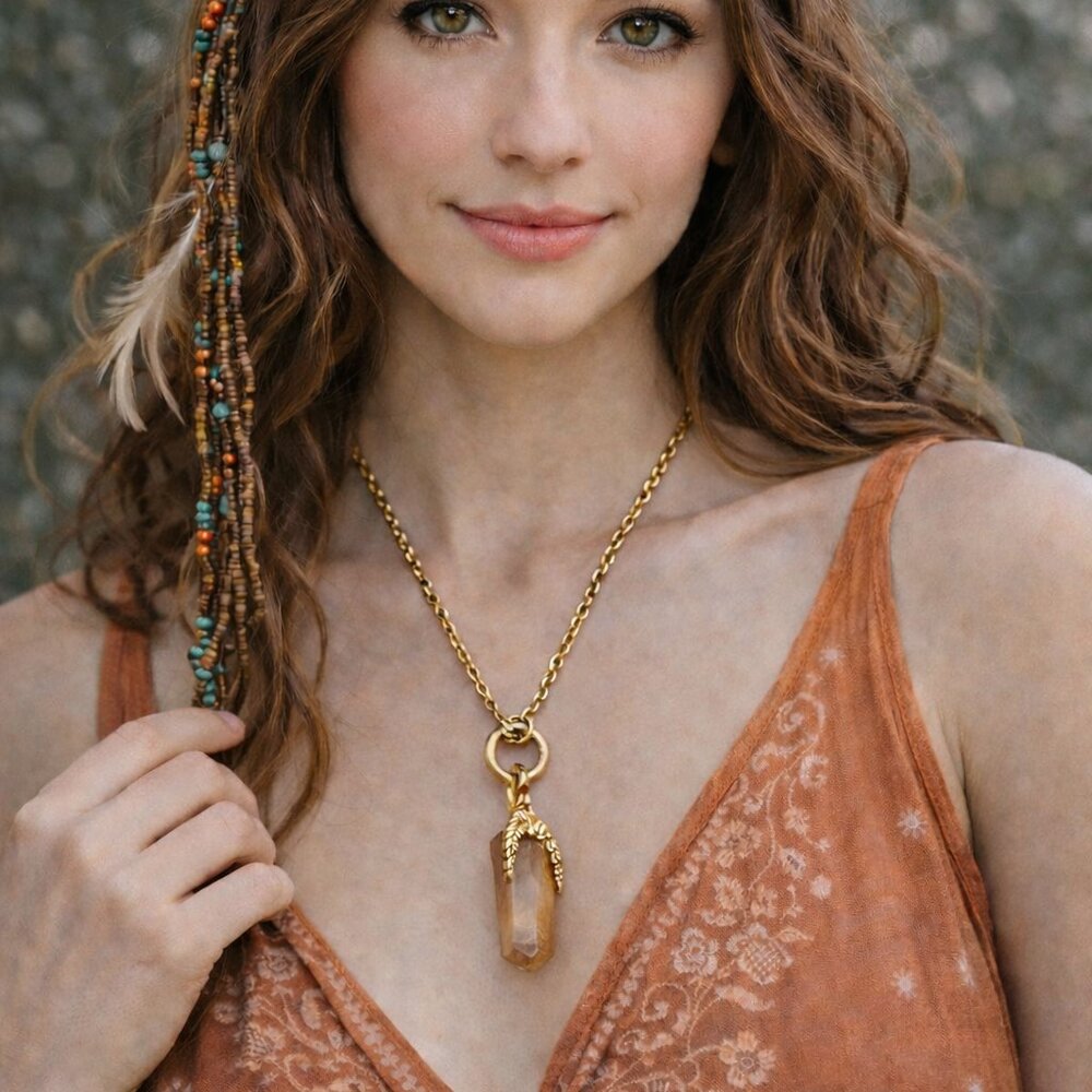 Artisan Handmade Boho QUARTZ Tallon Pendant Necklace OOAK